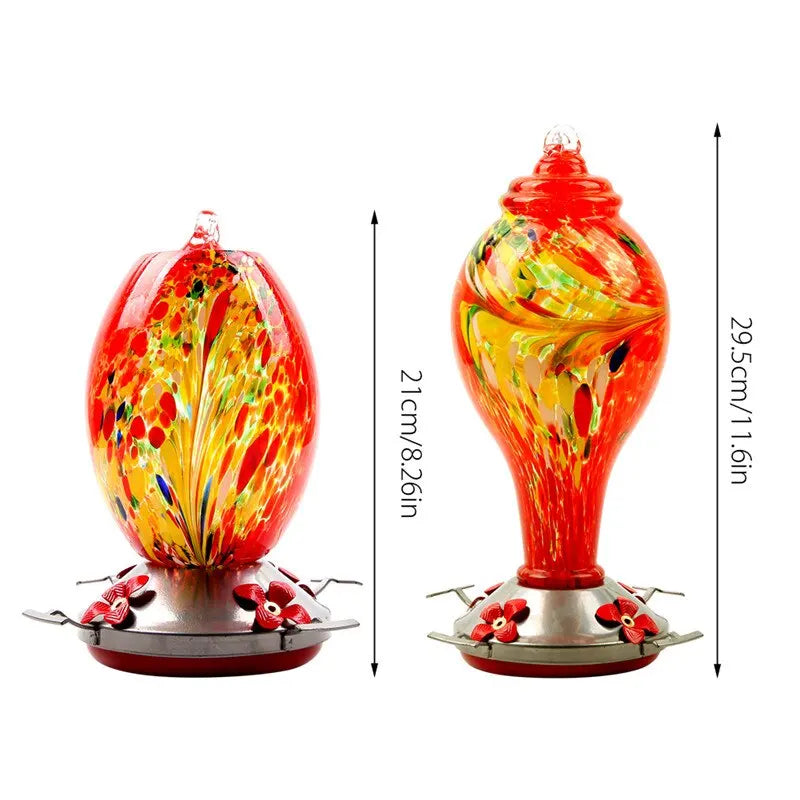 1PCS Bird Feeder - Colorful Hand-Blown Glass Hummingbird Feeder